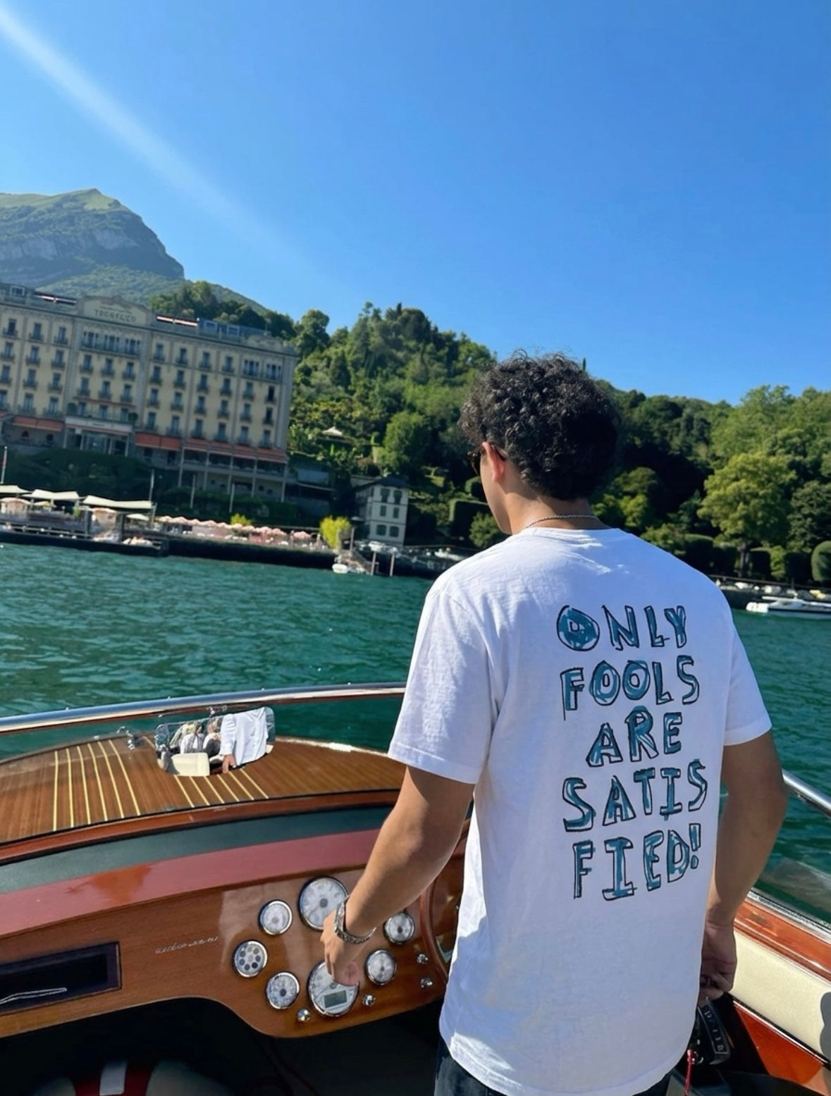 Only Fools Are Satisfied White Tee