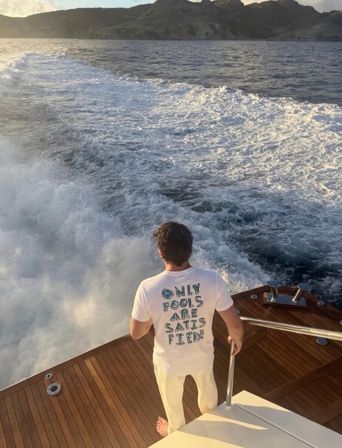 Only Fools Are Satisfied White Tee
