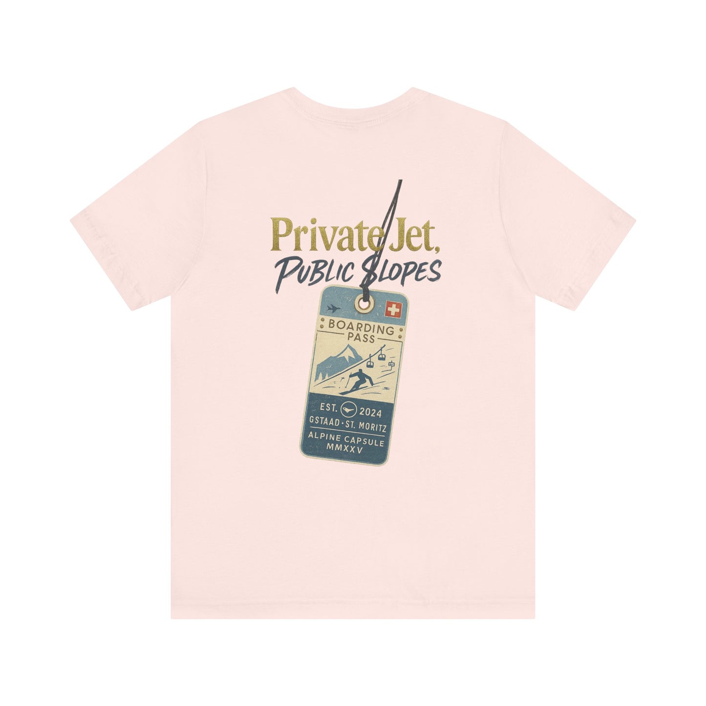 Private Jet, Public Slopes Boarding Pass Tee