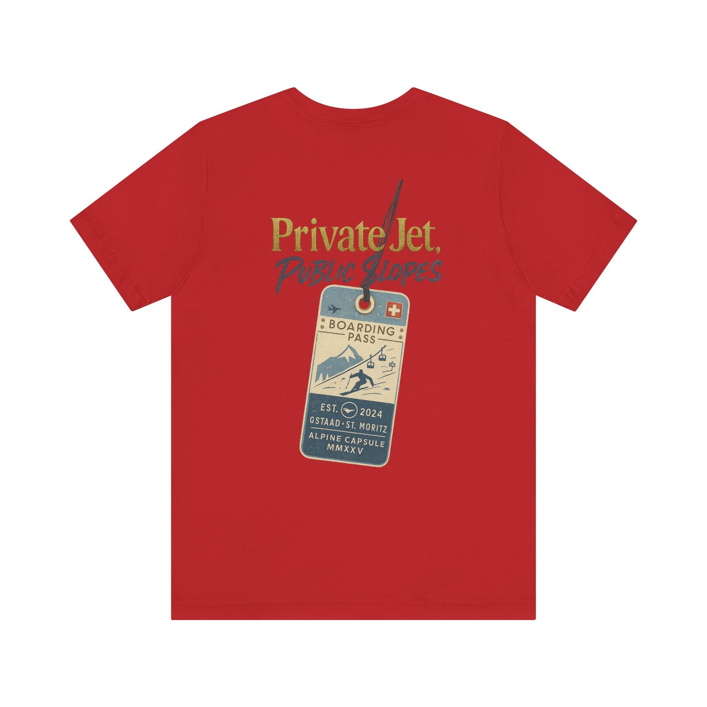 Private Jet, Public Slopes Boarding Pass Tee