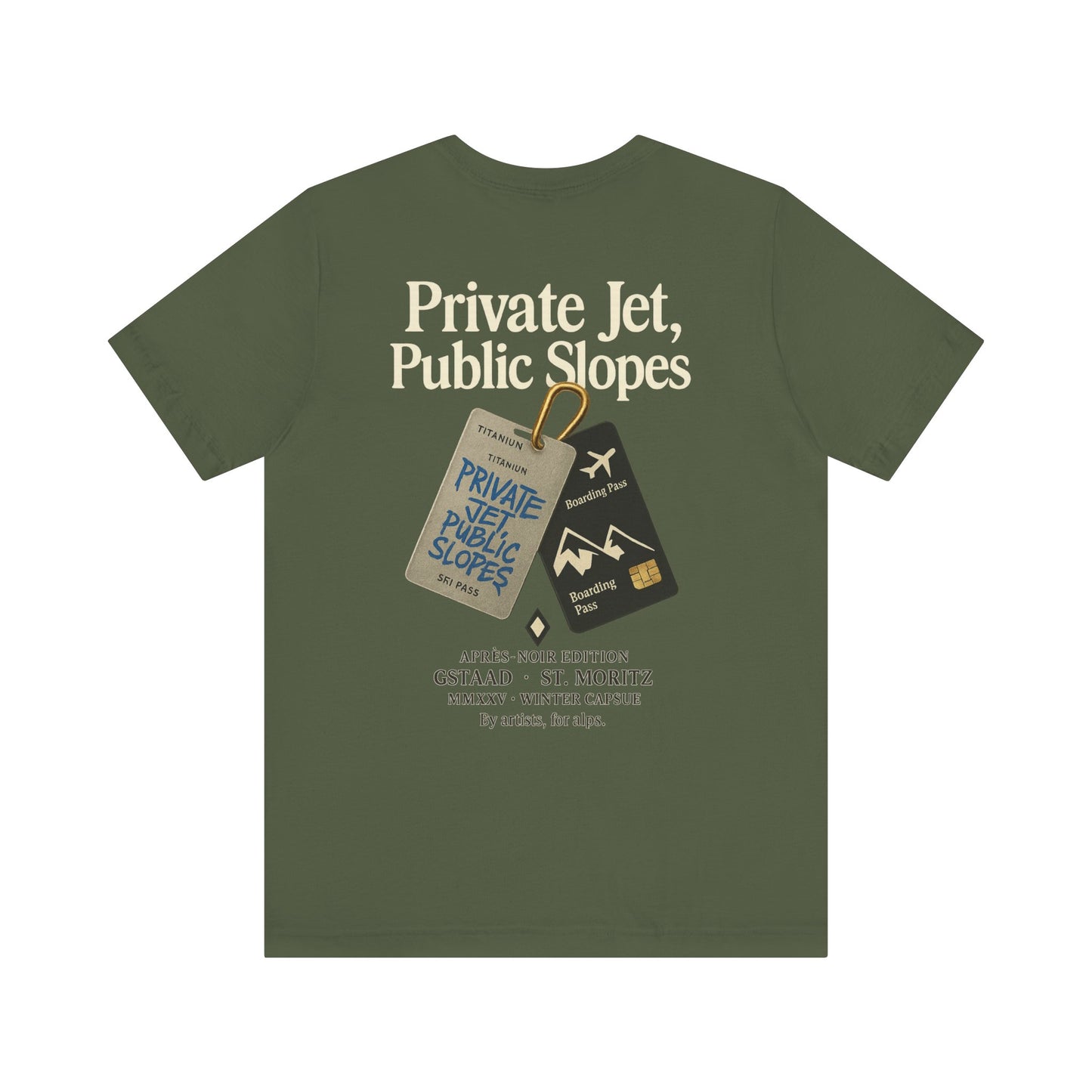 Private Jet, Public Slopes Tags Tee