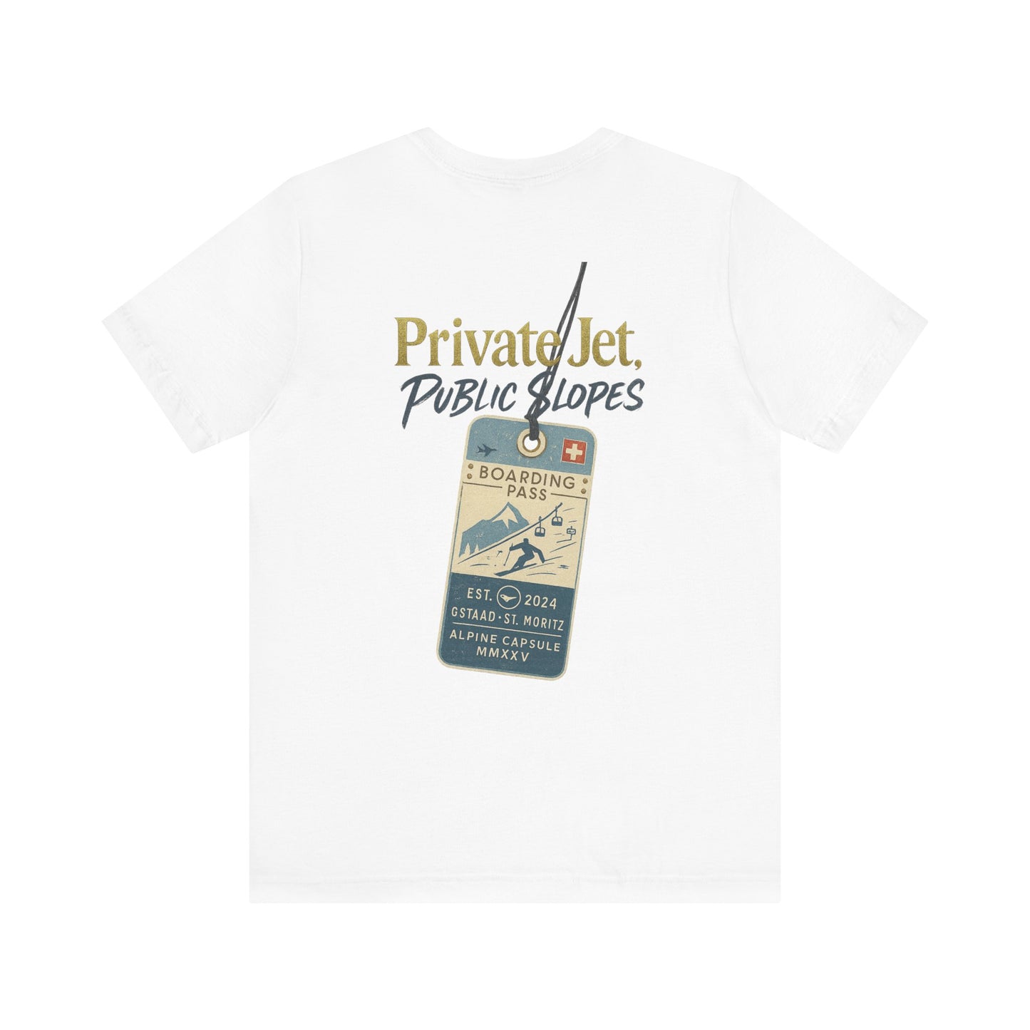 Private Jet, Public Slopes Boarding Pass Tee