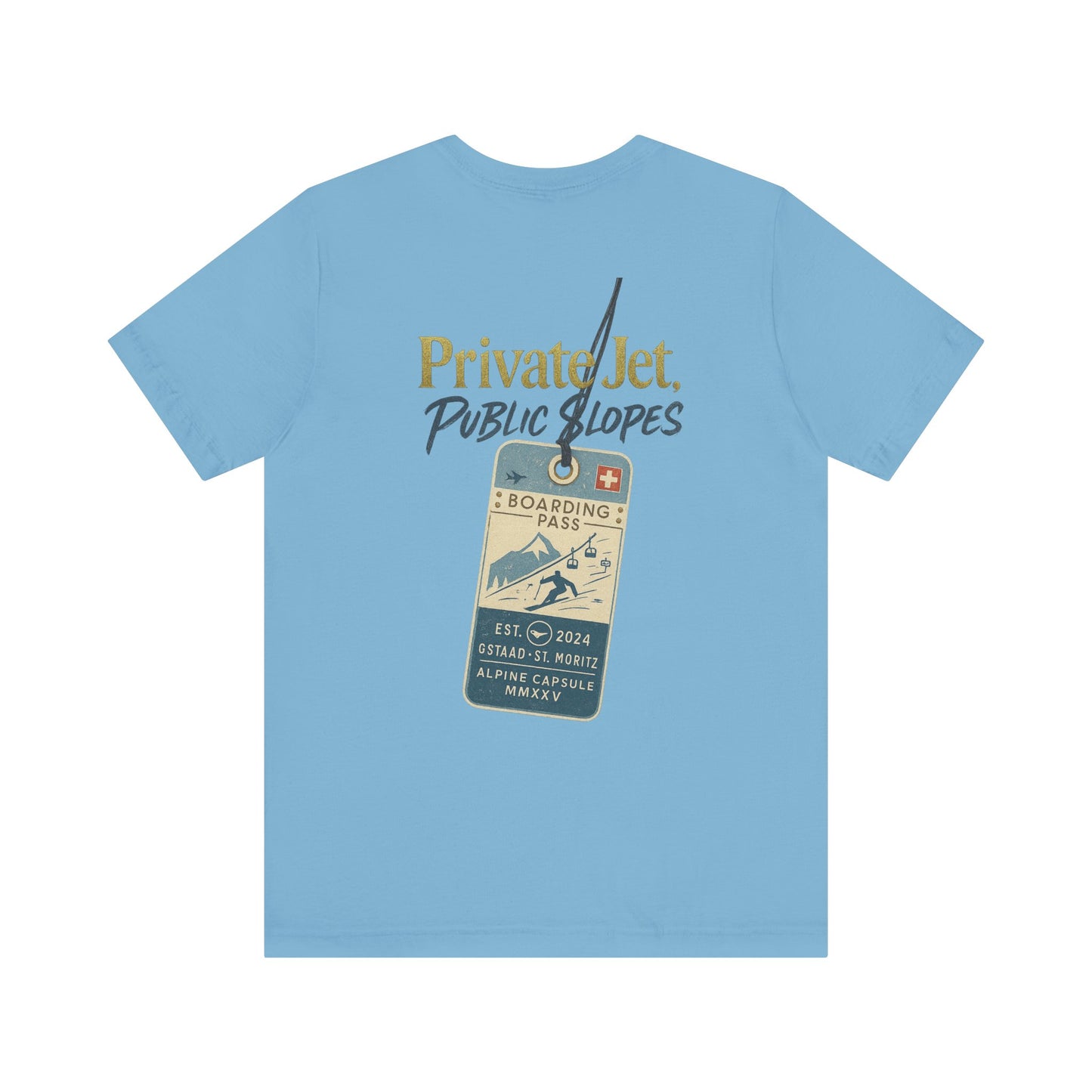 Private Jet, Public Slopes Boarding Pass Tee