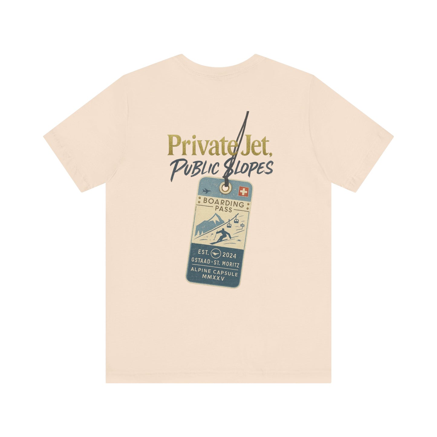 Private Jet, Public Slopes Boarding Pass Tee