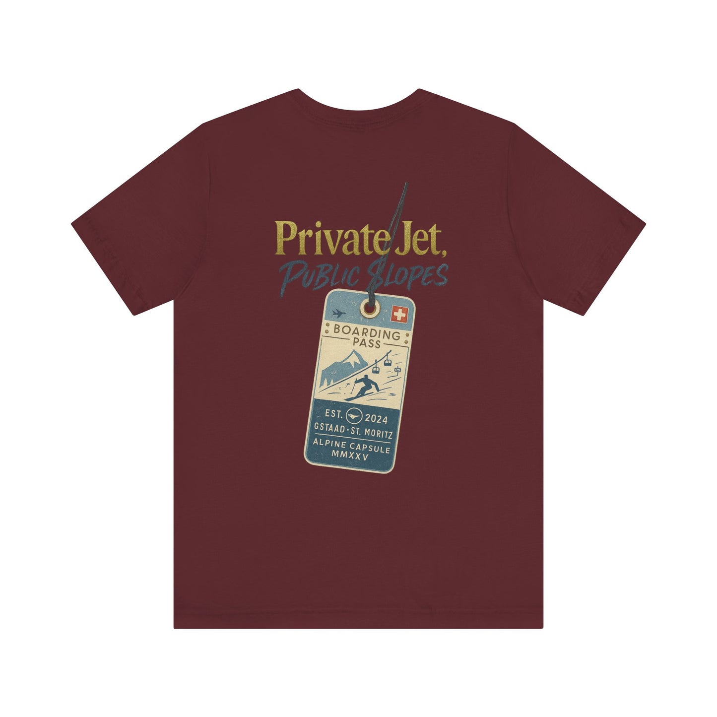 Private Jet, Public Slopes Boarding Pass Tee
