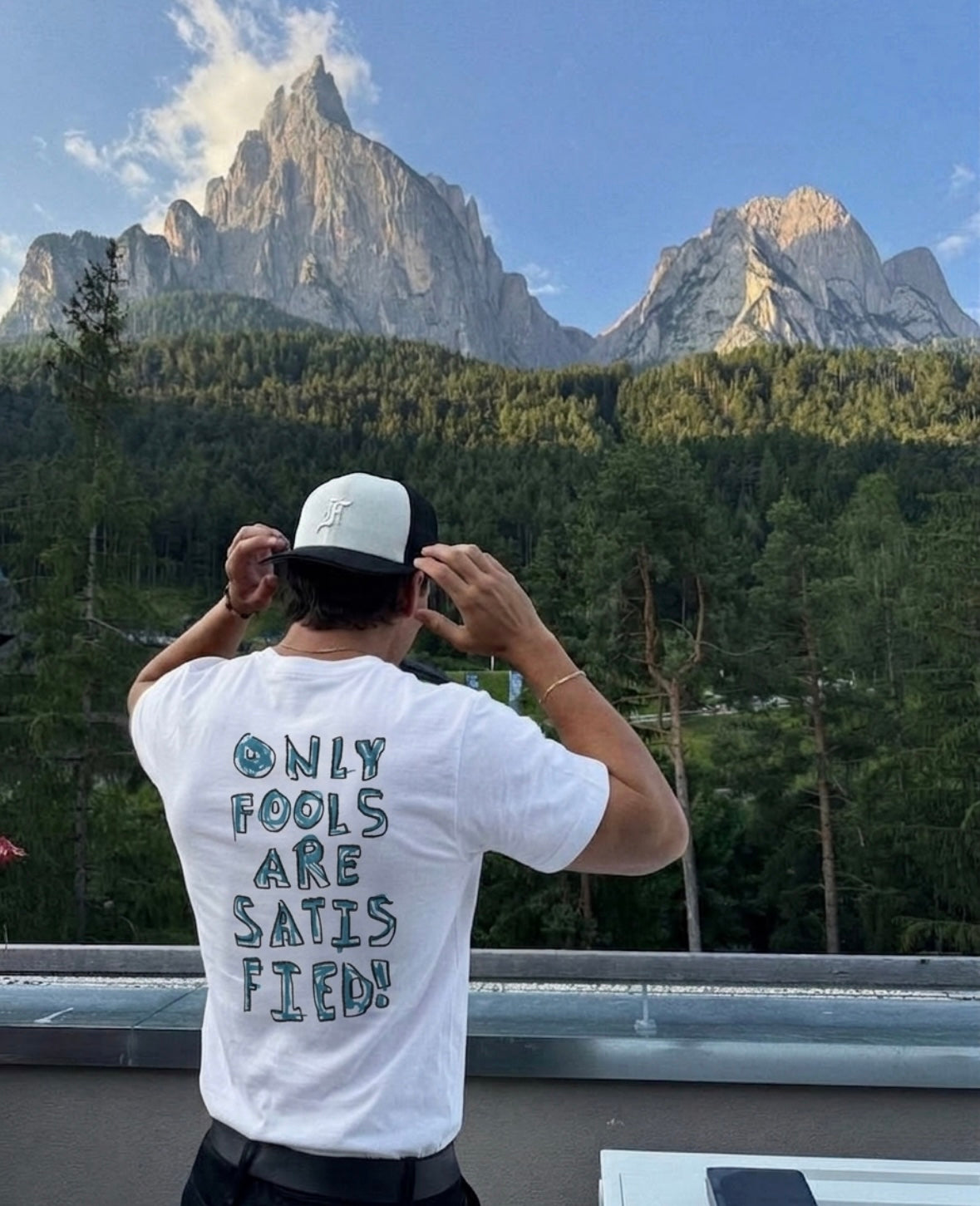 Only Fools Are Satisfied White Tee