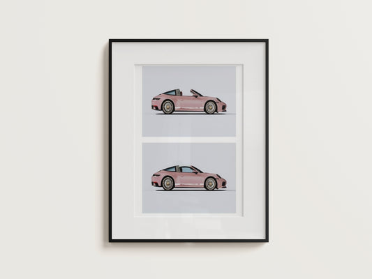 Double Pink Porsche Digital Print